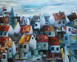 Painting titled "The City with the T…" by Thuroe, Original Art,