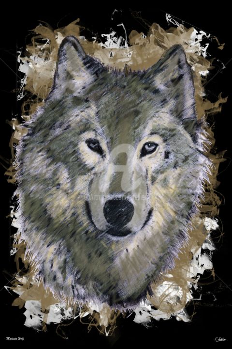 "Majestic Wolf" başlıklı Artcraft Christophe Tellier tarafından, Orijinal sanat, Diğer