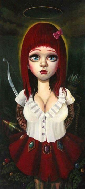 Painting titled "the archer" by Igor El Ruso (Lowbrow Artist), Original Artwork, Oil