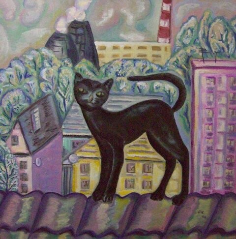 Painting titled "Оренбургский кот" by Cubaon, Original Artwork