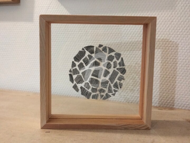 Коллажи под названием "Cercle" - Cubeart Boitoart, Подлинное произведение искусства, Чернила