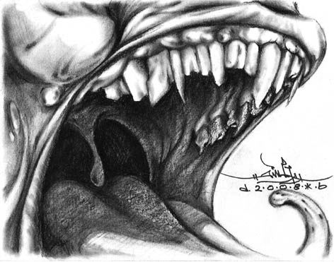 Рисунок под названием "monsta's mouth" - Cubehead, Подлинное произведение искусства, Другой