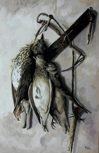 Pintura titulada "la costilla de paja…" por Antonio Cubero Jiménez, Obra de arte original