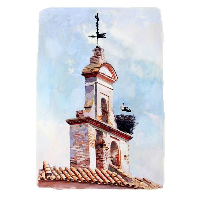 Painting titled "Espadaña de San Fra…" by Antonio Cubero Jiménez, Original Artwork