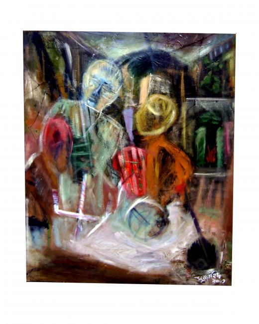 Painting titled "old city-2" by Mujahidul Hassan Rana, Original Artwork