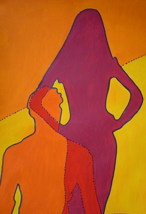 Painting titled "09-2005 - COUPLE" by Marie C. Cudraz, Original Artwork