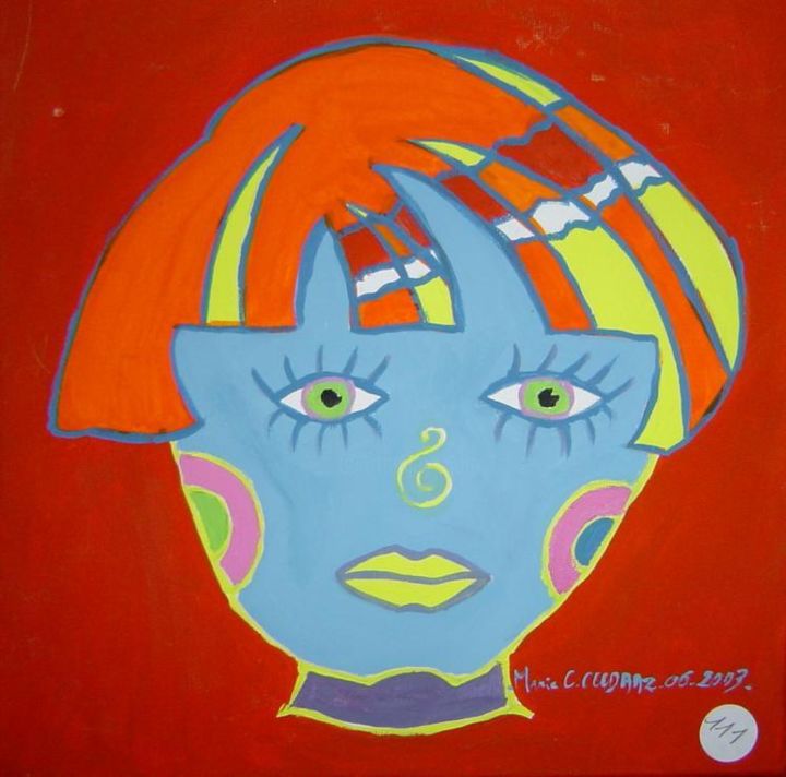 Schilderij getiteld "06-2003 - PSYCHEDEL…" door Marie C. Cudraz, Origineel Kunstwerk, Olie