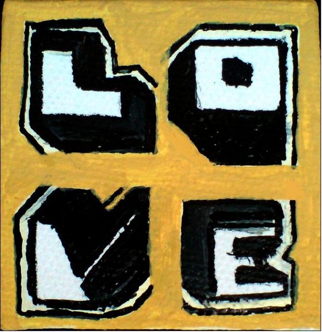 Peinture intitulée "2009-02 - LOVE" par Marie C. Cudraz, Œuvre d'art originale, Huile