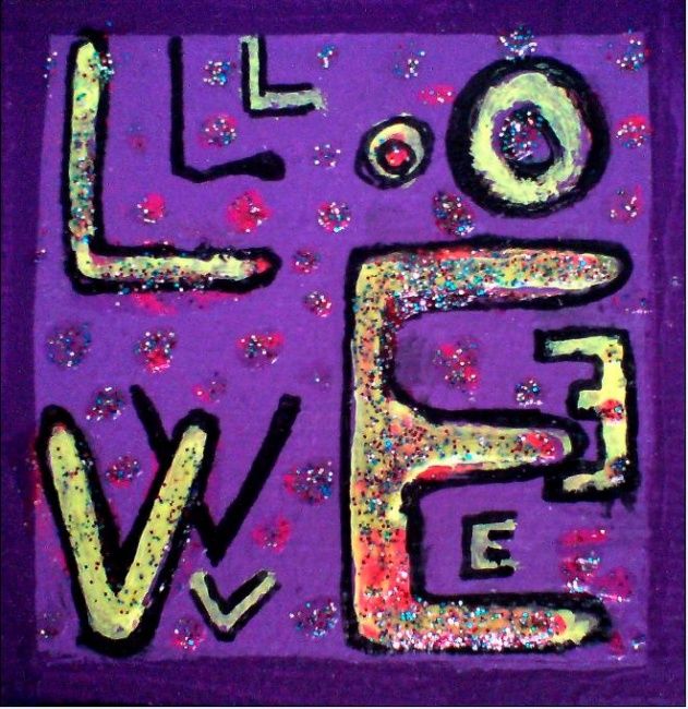Schilderij getiteld "2008-12 - LOVE II" door Marie C. Cudraz, Origineel Kunstwerk, Olie