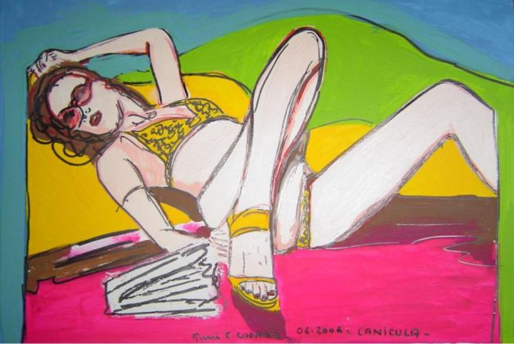 Schilderij getiteld "07-2006 - CANICULA…" door Marie C. Cudraz, Origineel Kunstwerk