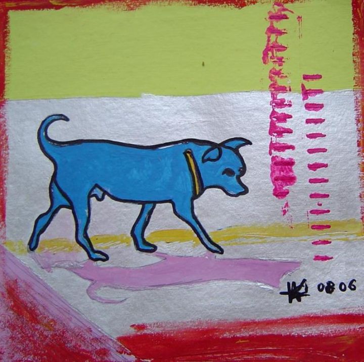 Painting titled "08-2006 - Chien ble…" by Marie C. Cudraz, Original Artwork