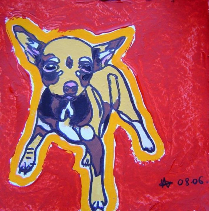 Картина под названием "08-2006 - PETIT CHI…" - Marie C. Cudraz, Подлинное произведение искусства