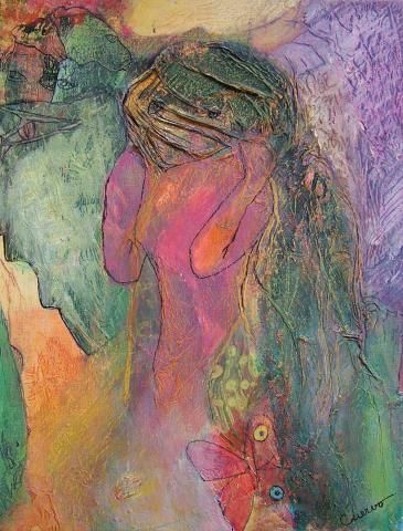 Peinture intitulée "Femme Grenouille" par Cuervo, Œuvre d'art originale