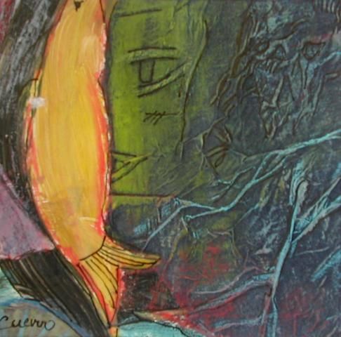 Peinture intitulée "Nefertiti et le poi…" par Cuervo, Œuvre d'art originale