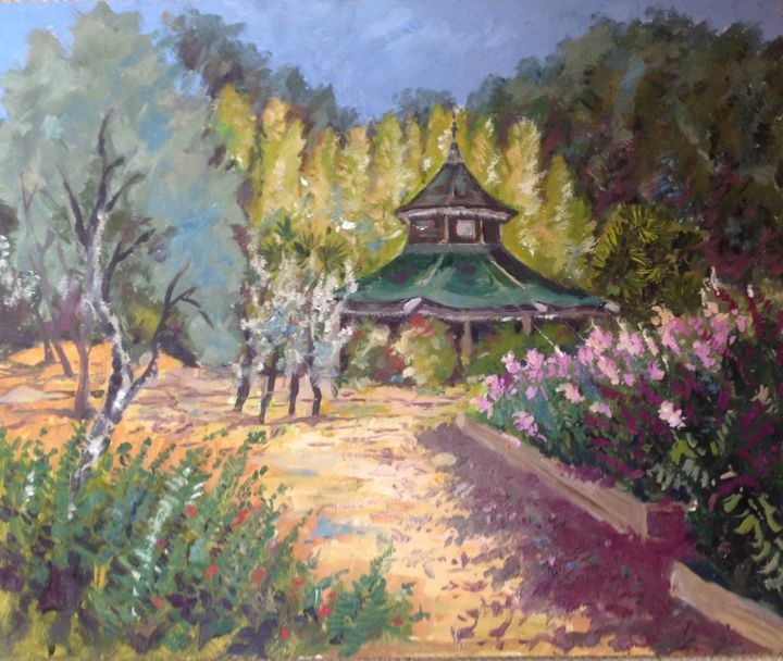 Painting titled "la-pagode.jpg" by Fernand Silva, Original Artwork, Oil