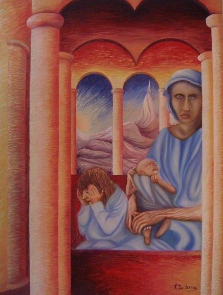 Painting titled "figli dimenticati" by Tonino De Luca, Original Artwork