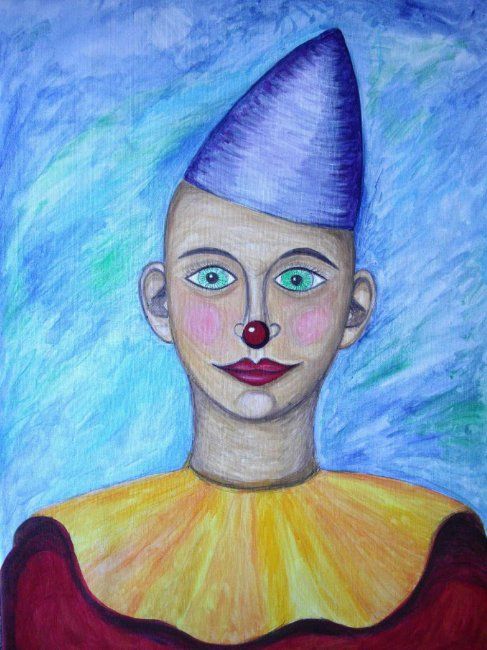 Malerei mit dem Titel "Le petit clown" von L'Homme Aux Pieds De Caoutchouc, Der Man, Original-Kunstwerk