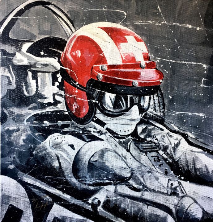 Painting titled "Jo Siffert" by Yvan Courtet, Original Artwork, Acrylic