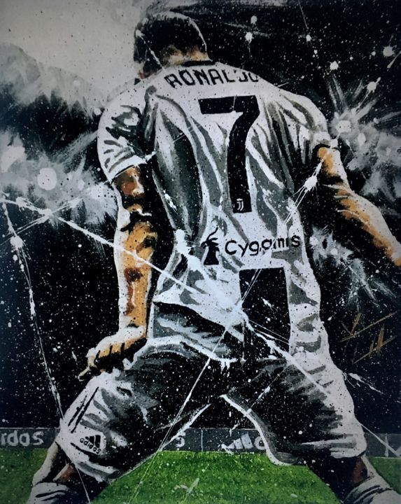 Painting titled "CR7" by Yvan Courtet, Original Artwork, Acrylic