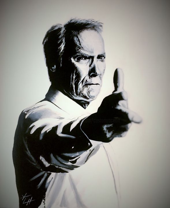 Peinture intitulée "Clint Eastwood - Gr…" par Yvan Courtet, Œuvre d'art originale, Acrylique