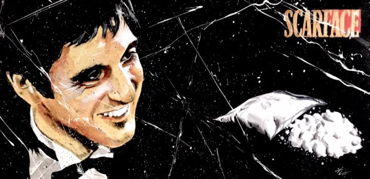 Painting titled "Scarface" by Yvan Courtet, Original Artwork, Acrylic