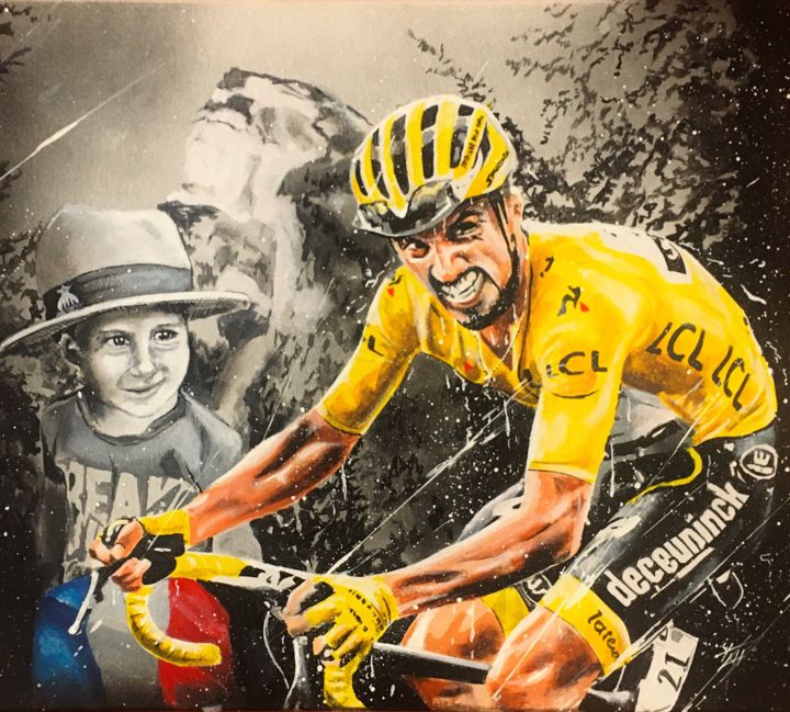 Peinture intitulée "julian alaphilippe" par Yvan Courtet, Œuvre d'art originale, Acrylique