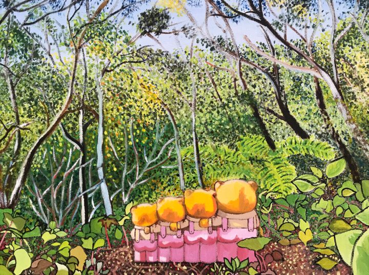 绘画 标题为“Katoomba Backyard” 由Chippy Chow Mein, 原创艺术品, 油