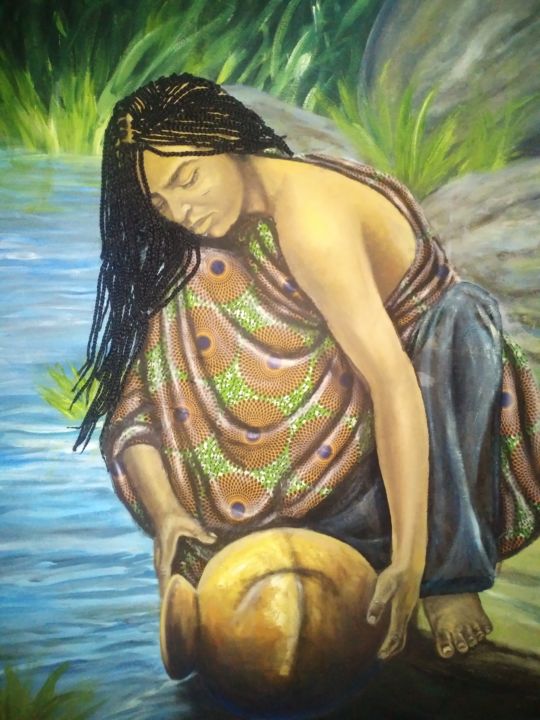 Painting titled "Stream of Life" by Fojig, Original Artwork, Oil