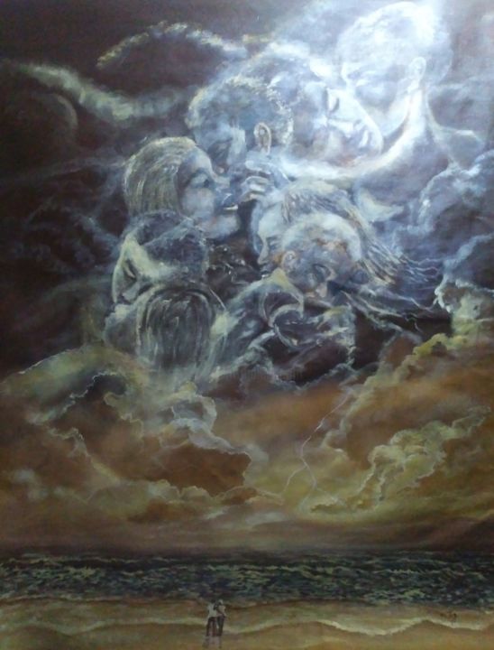 Painting titled "Storm of Love" by Fojig, Original Artwork, Oil