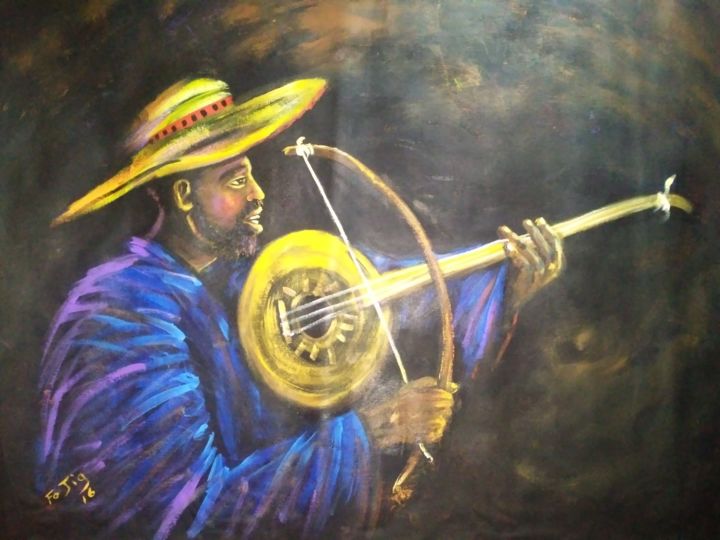 Painting titled "Gongye Player" by Fojig, Original Artwork, Oil