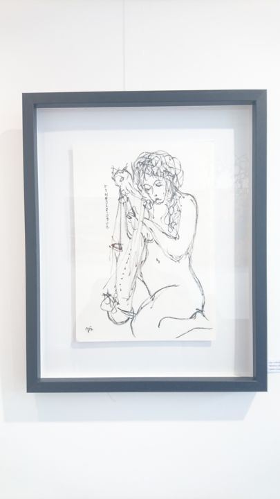 Dibujo titulada "Meninas Da Harpa II" por Cutileiro, Obra de arte original, Grafito