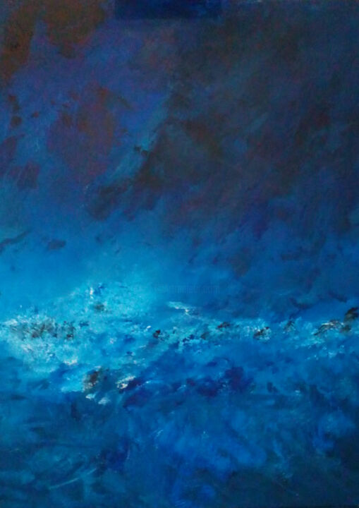 Painting titled "Bluenight" by C. Vérage, Original Artwork, Oil
