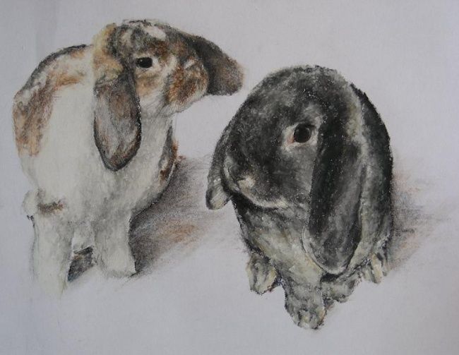 Drawing titled "Ellie and Fudge" by Claire Wallis, Original Artwork