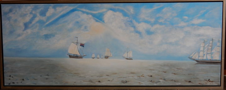 Painting titled "Sail Harlingen" by Chandani Deepika, Original Artwork, Oil