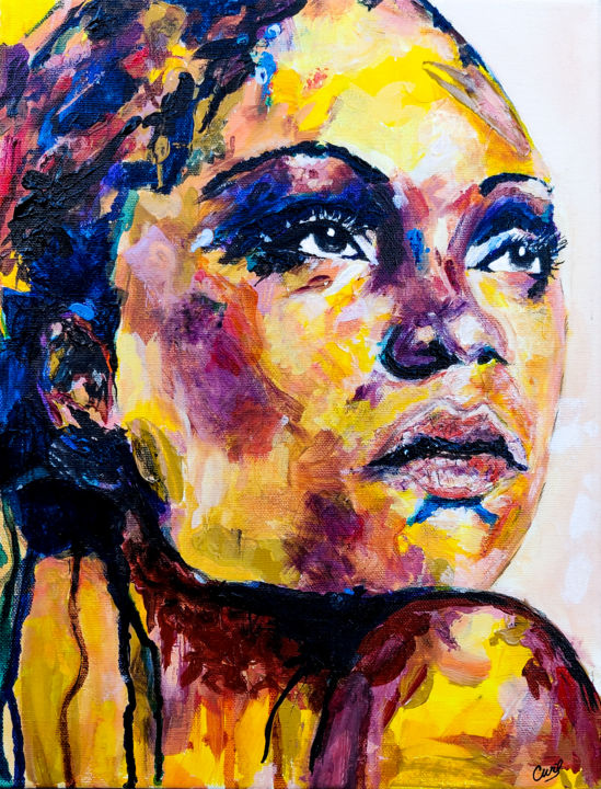 Painting titled "African Woman" by William Chemin, Original Artwork, Acrylic