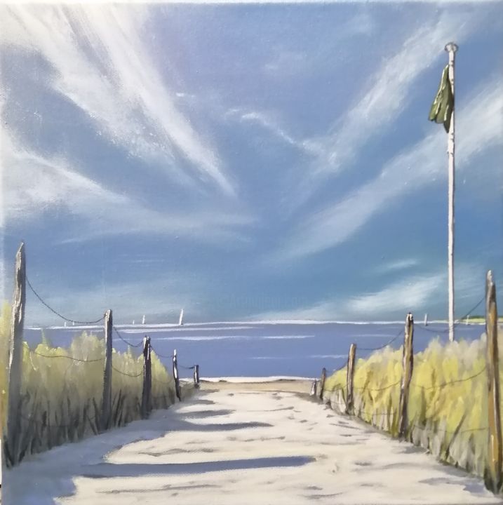 Peinture intitulée "Plage d'été" par Cyril Beaufils, Œuvre d'art originale, Acrylique