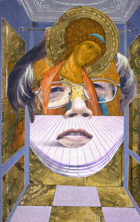 Digital Arts titled "Face of Satoshi #26" by Cyber Rex, Original Artwork, Digital Collage