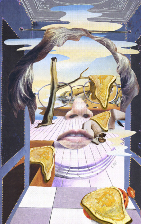 "Face of Satoshi #28" başlıklı Dijital Sanat Cyber Rex tarafından, Orijinal sanat, Dijital Kolaj
