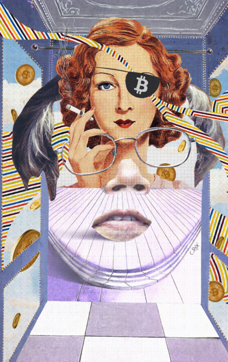 Digital Arts titled "Face of Satoshi #29" by Cyber Rex, Original Artwork, Digital Collage