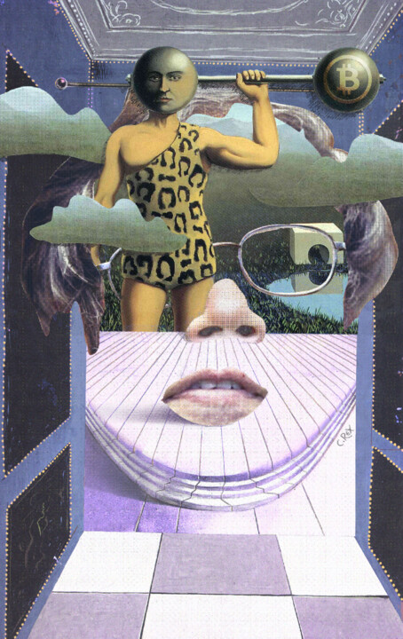 Digital Arts titled "Face of Satoshi #30" by Cyber Rex, Original Artwork, Digital Collage