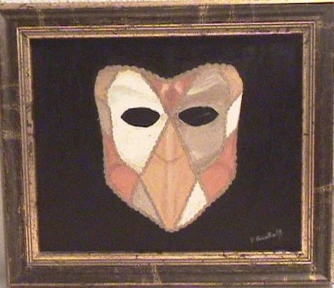 Painting titled "masque" by Patricia Bischoff, Original Artwork, Oil