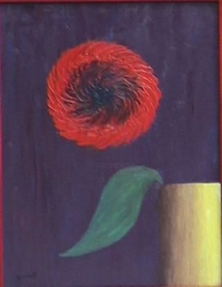 Painting titled "fleur rouge" by Patricia Bischoff, Original Artwork