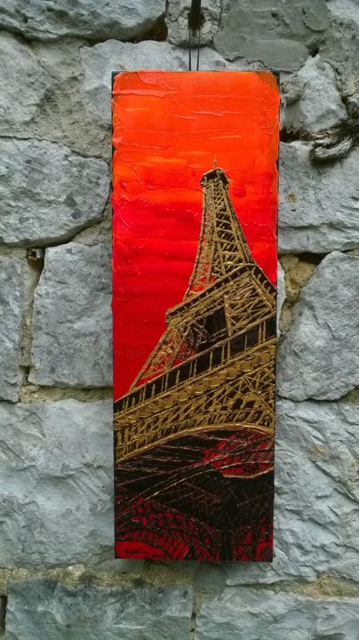 Painting titled "Eiffel T" by Cyl Van Oycke, Original Artwork, Acrylic