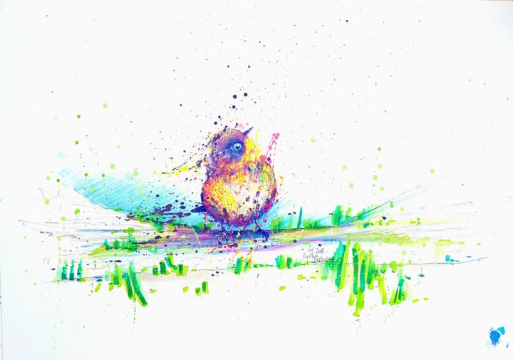 Drawing titled "Oiseau dodu" by Cynthia Dormeyer, Original Artwork, Marker