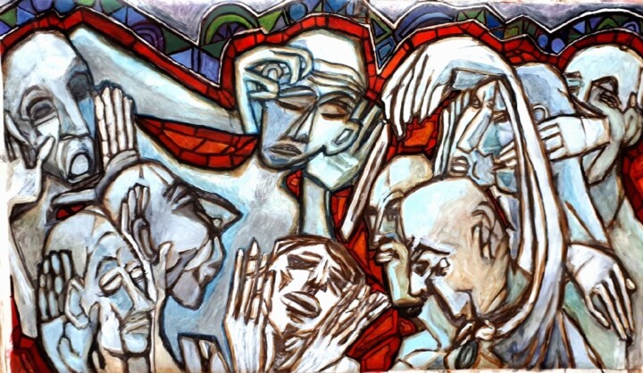 Peinture intitulée "choeurs.jpg" par Cynthia Pedrosa, Œuvre d'art originale, Huile