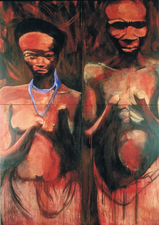 Painting titled "African Couple" by Cynthia Ruffin, Original Artwork, Acrylic