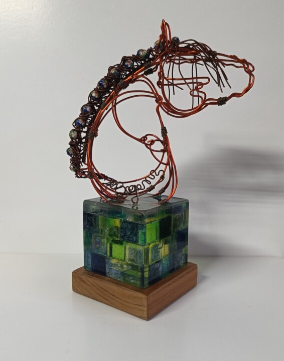 Sculpture titled "Rubik" by Cynthia Saenz Sancho, Original Artwork, Resin