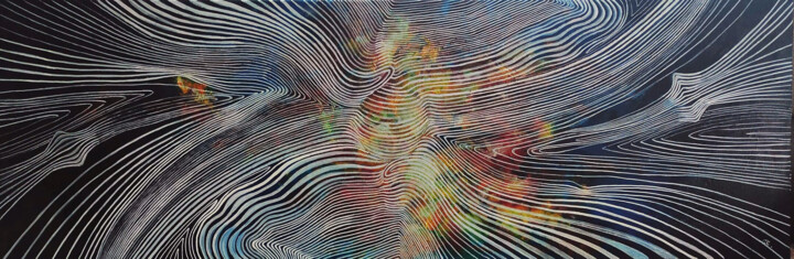 Pittura intitolato "Gravitation waves" da Cyprian Hołownia, Opera d'arte originale, Pennarello