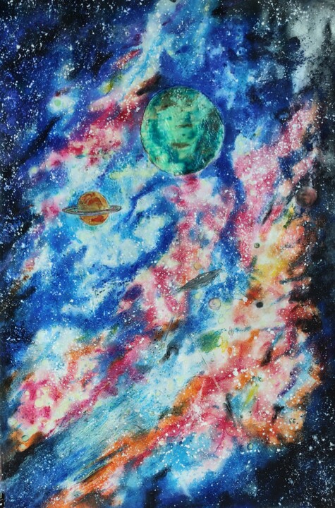 Drawing titled "Somewhere in Space" by Cyprian Hołownia, Original Artwork, Pastel