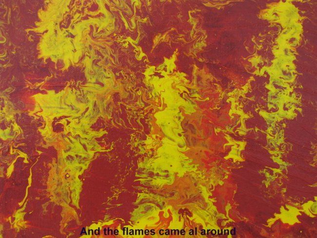 Pintura intitulada "And the flames were…" por Don Cyprus, Obras de arte originais